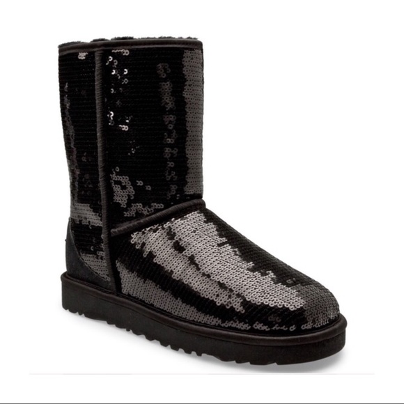 UGG Shoes - UGG Black Classic Short Sequin Winter Boots!